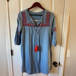 Embroidered chambray dress. Size small. Brand givenkale